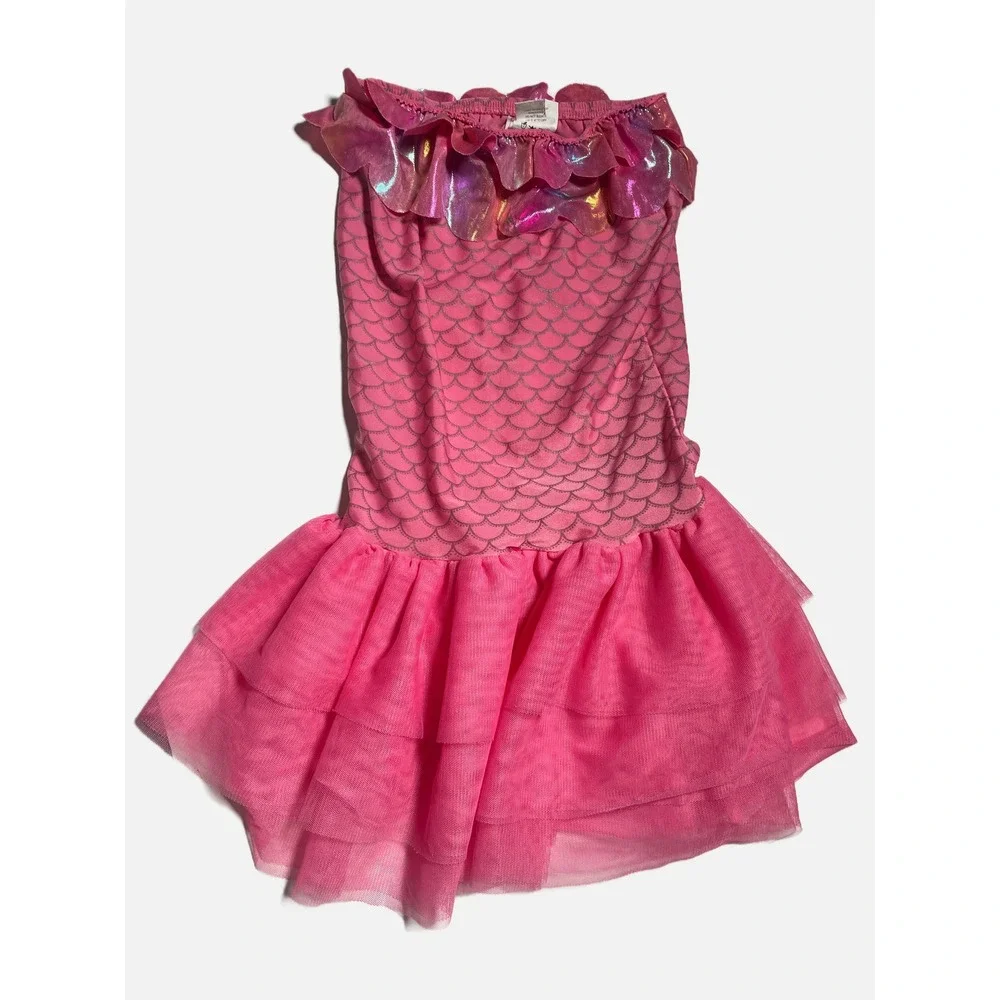 Mud Pie‎ Mermaid Costume Dress Kids 5T Pink Iridescent Tulle Tutu Dress Up Fun